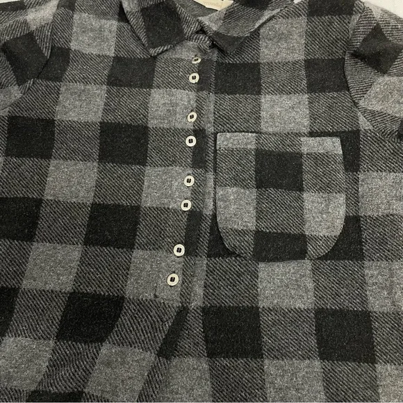 Soft Surroundings Women’s PXS  Fleece Top Roll Tab Sleeve plaid tunic top - Picture 5 of 8